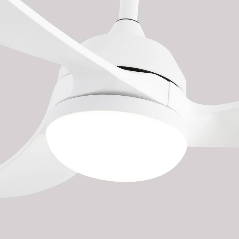 52" Black Solid Wood 3Blade Propeller Ceiling Fan with LED Light and